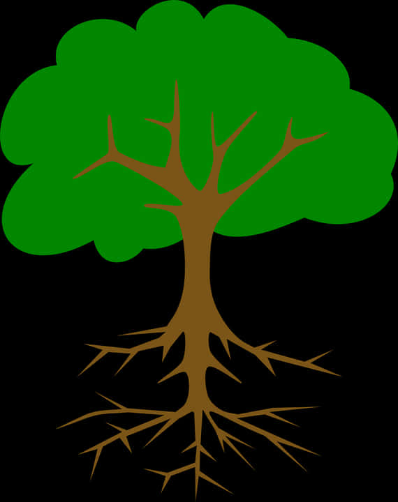 Green Treewith Roots Vector PNG