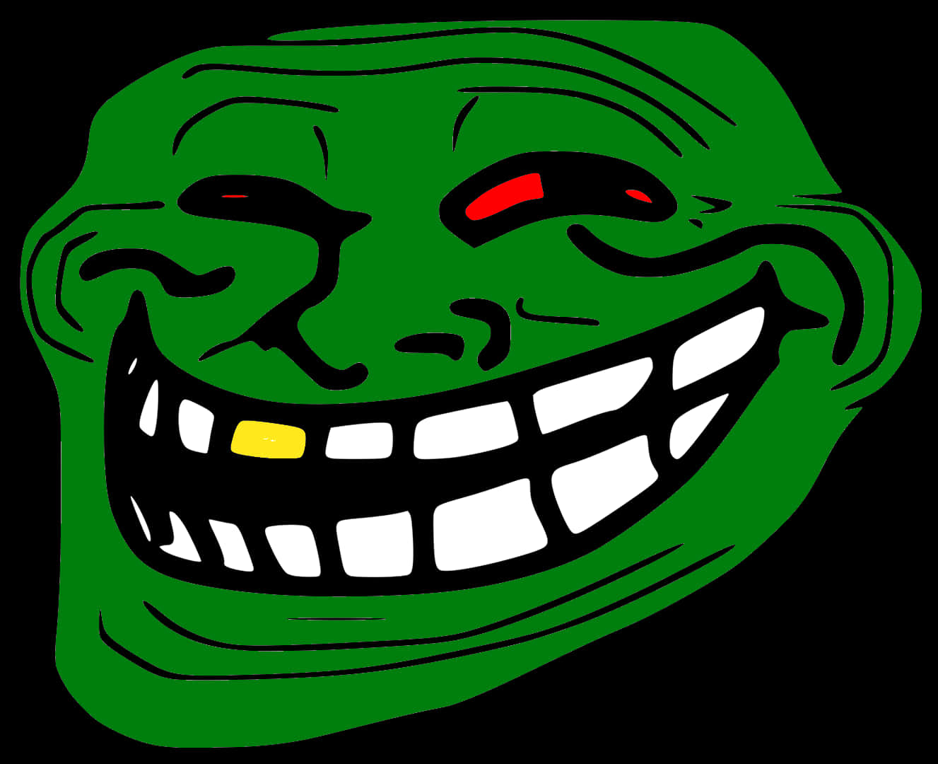 Green Troll Face Grin PNG