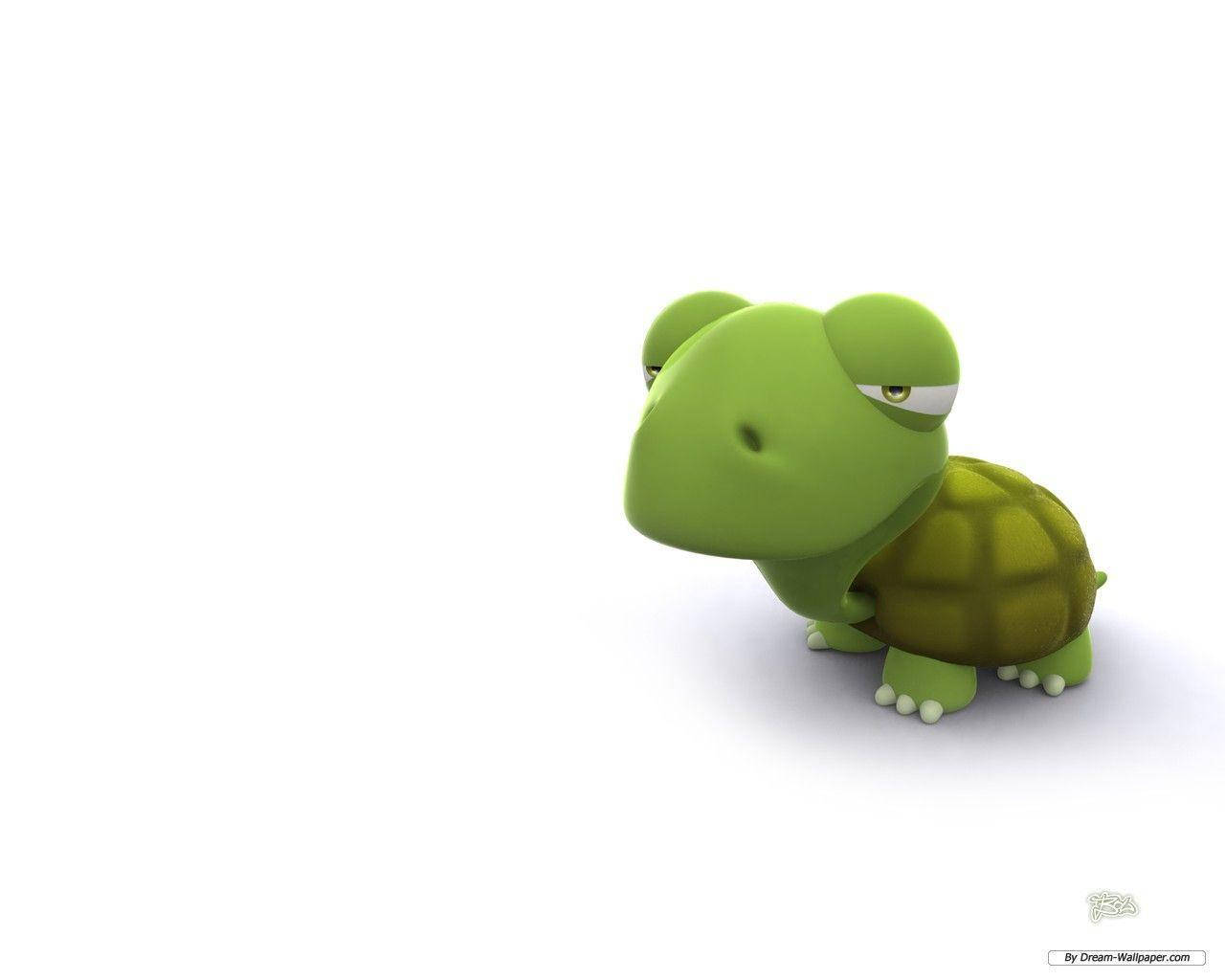 Download Green Turtle Funny Cartoon Wallpaper 