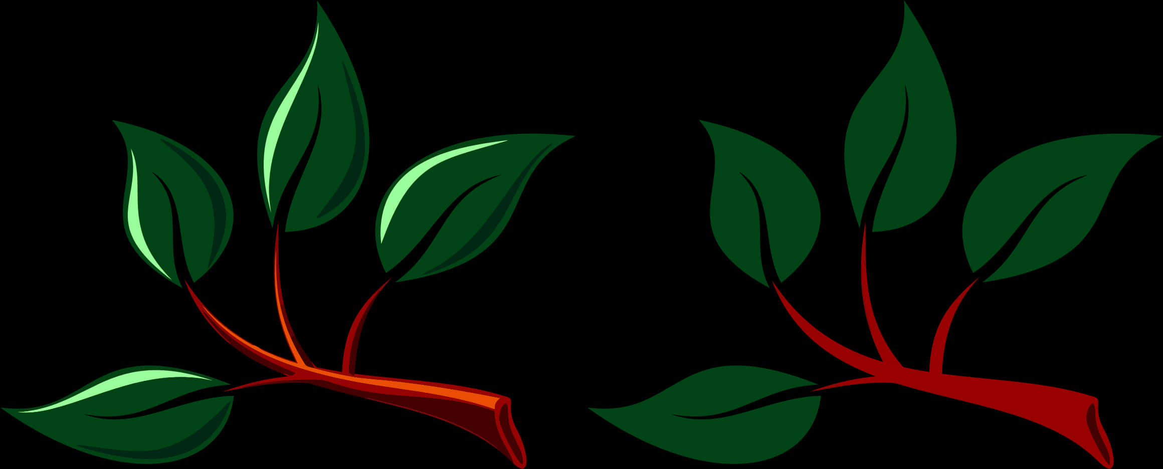 Green Twin Leaves Clipart PNG