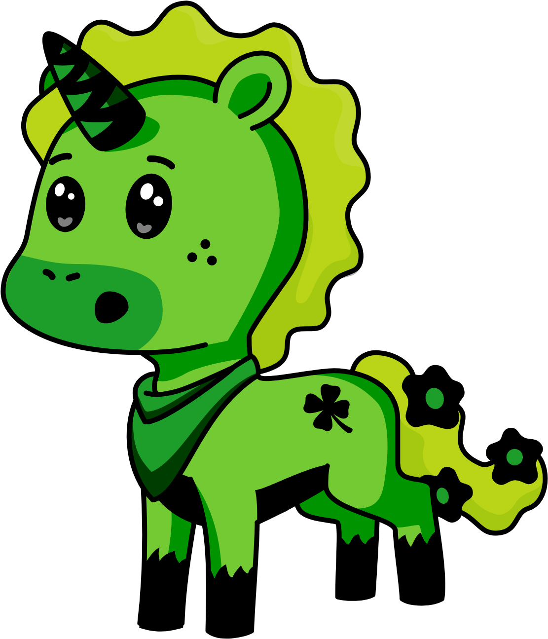 Green Unicorn Cartoon PNG