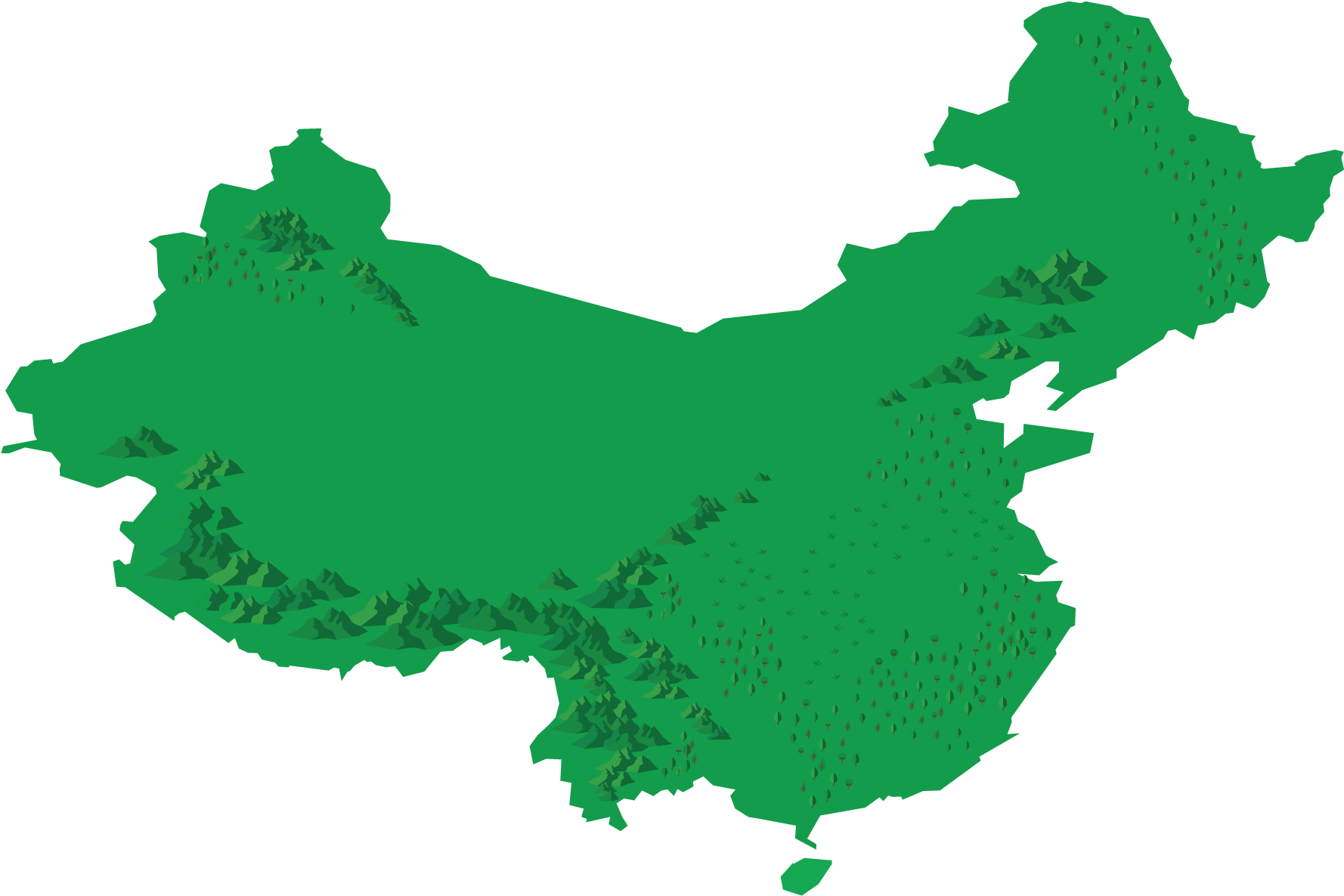 Green Vector Mapof China PNG