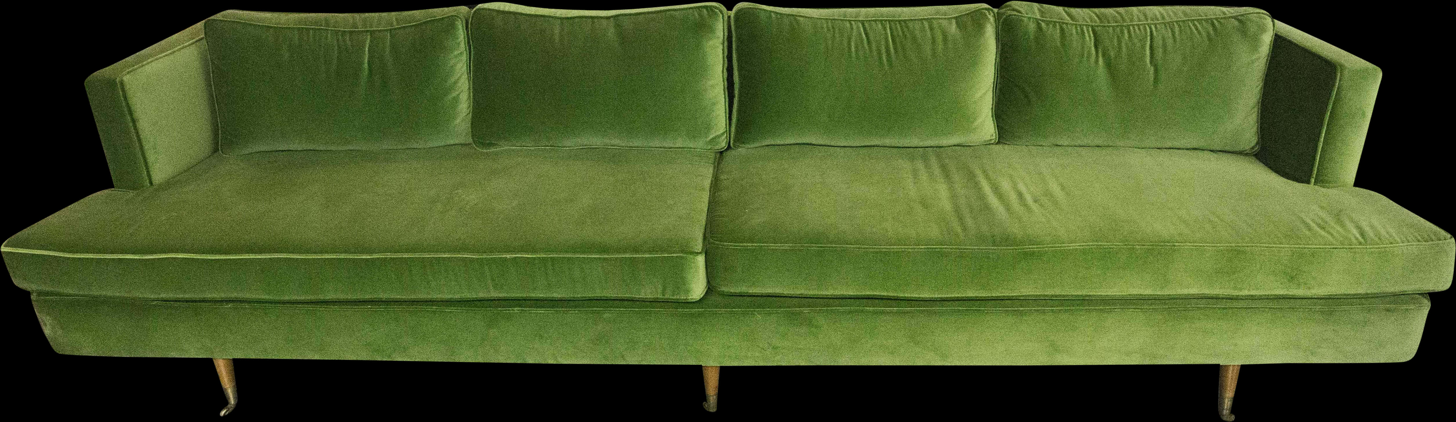 Green Velvet Sofa Elegant Design PNG