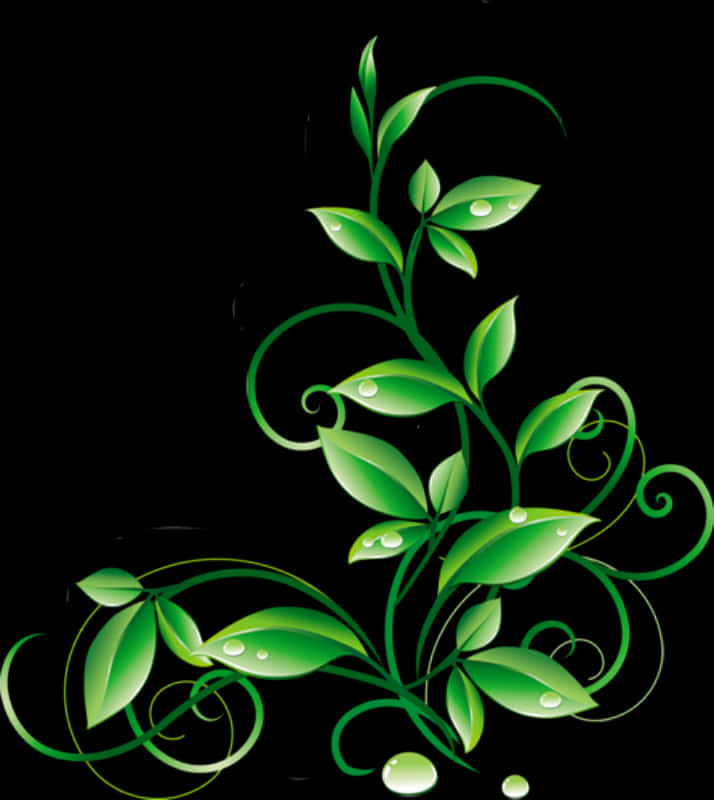 Green Vine Abstract Art PNG