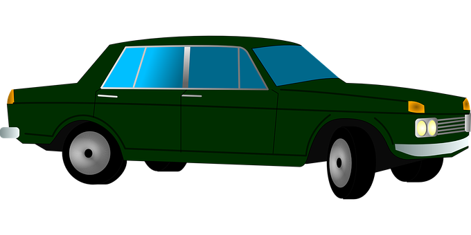 Green Vintage Sedan Vector PNG
