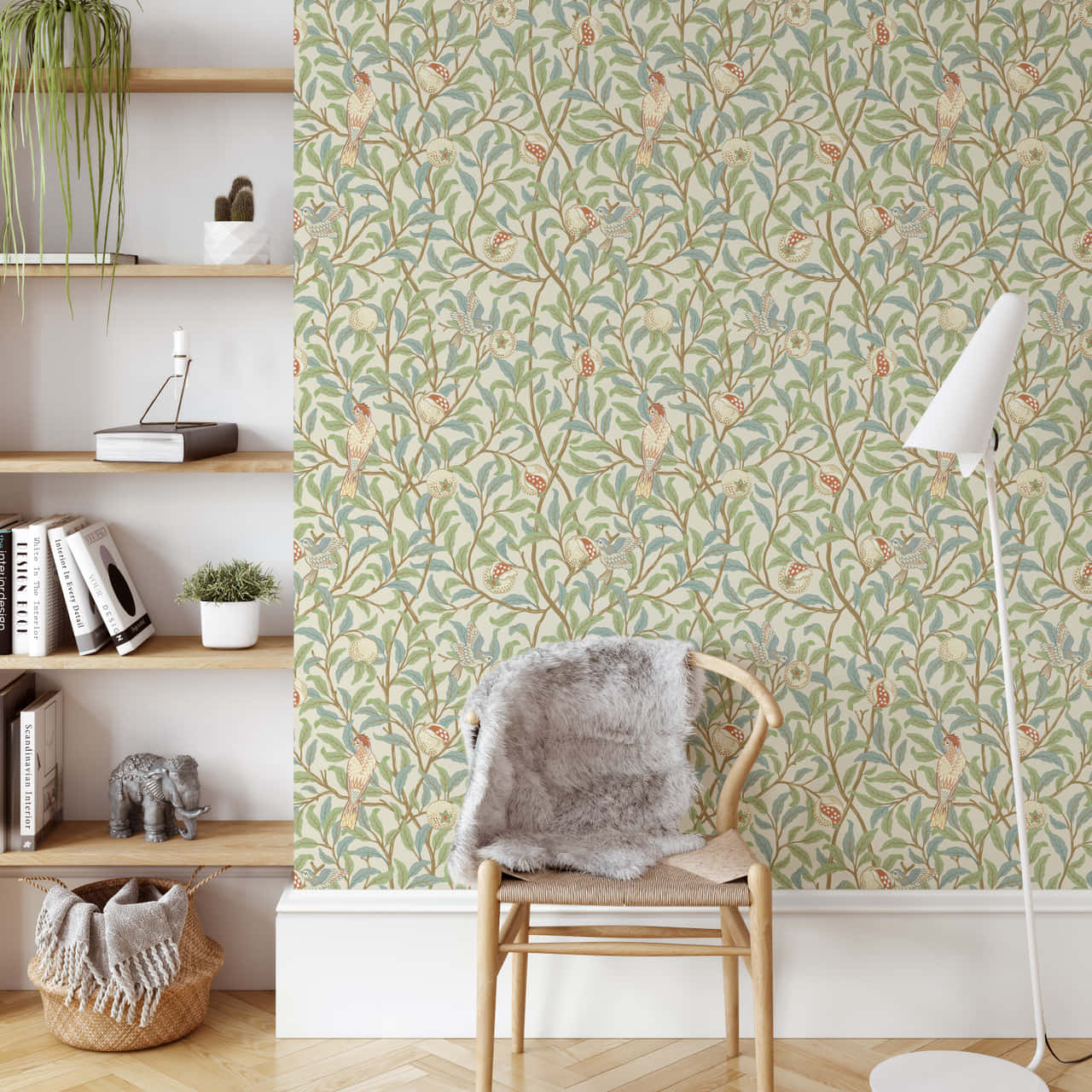 Green Wall With Suble Patterns Wallpaper