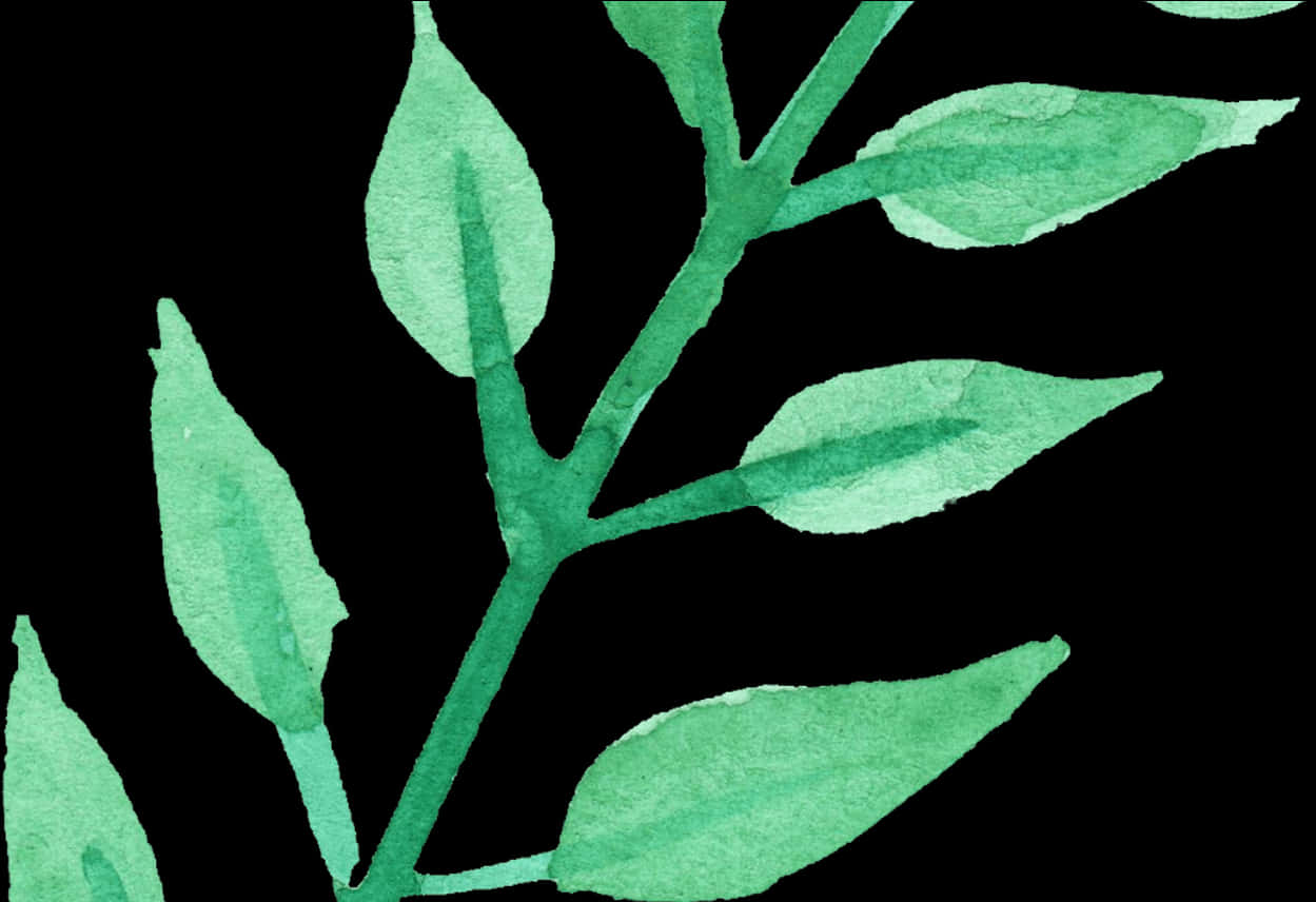 Green Watercolor Leaves Artwork PNG