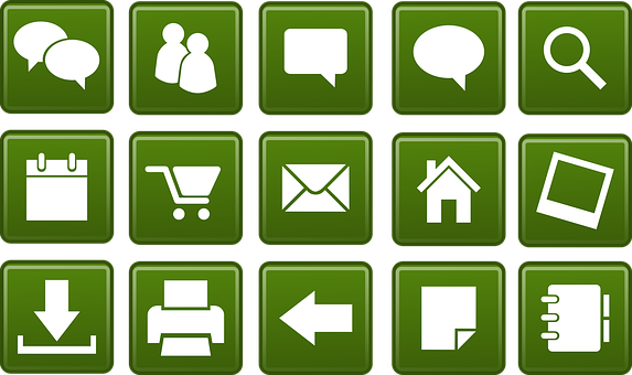 Green Web Icons Set PNG