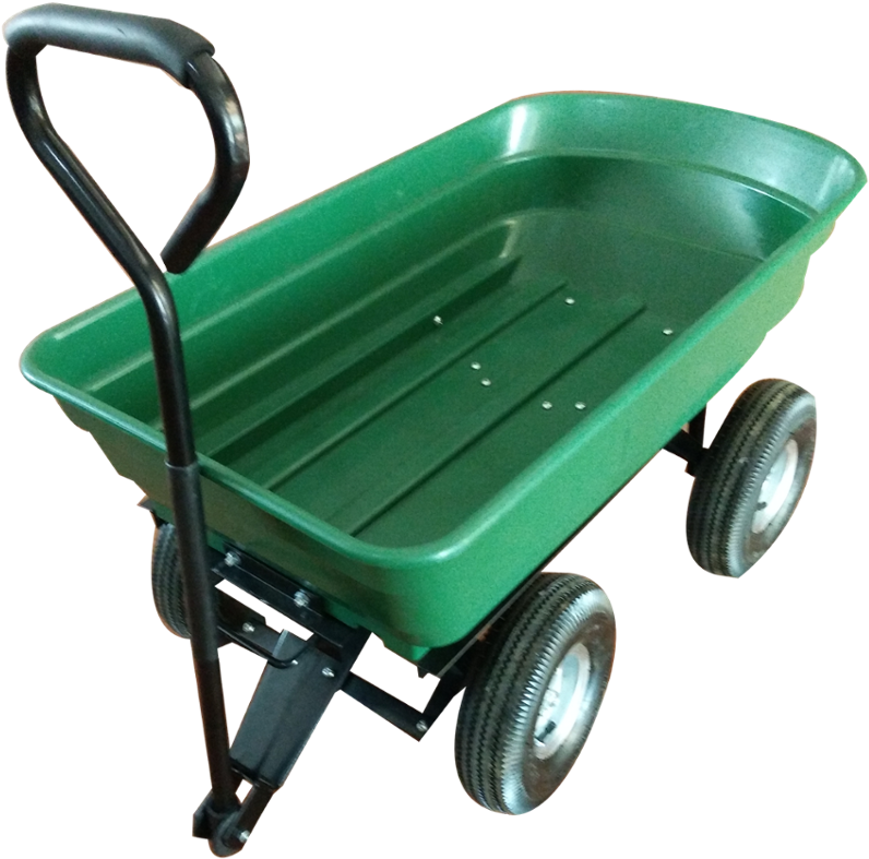 Green Wheelbarrow Isolated Background PNG