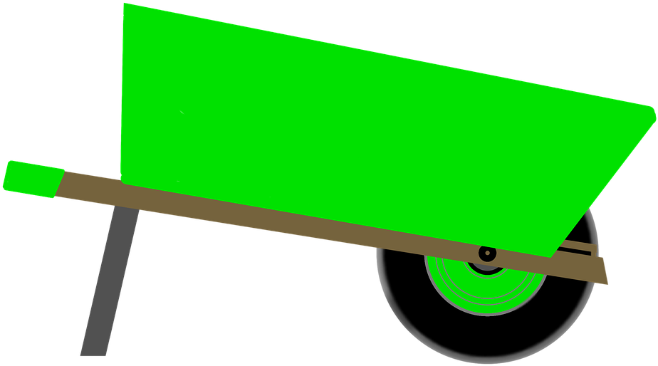 Green Wheelbarrow Vector PNG
