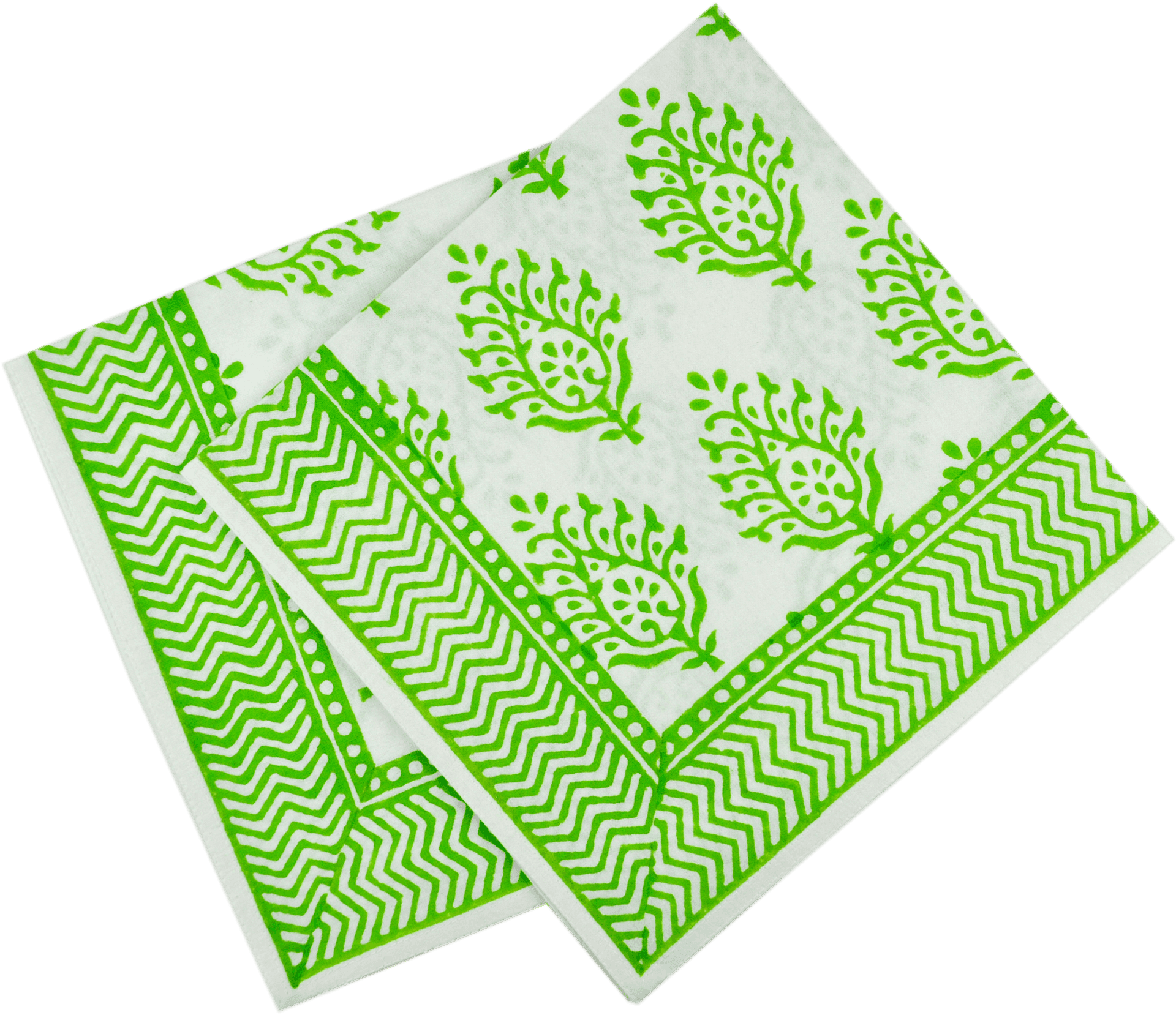 Green White Printed Napkin PNG