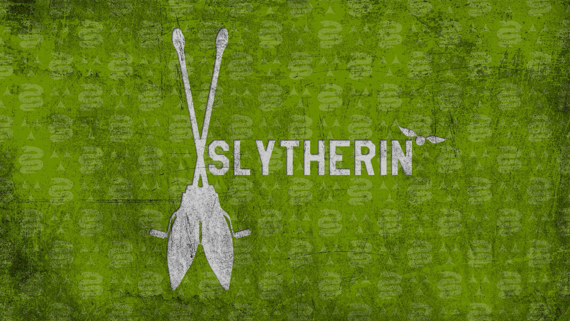 Green White Slytherin Brooms Wallpaper