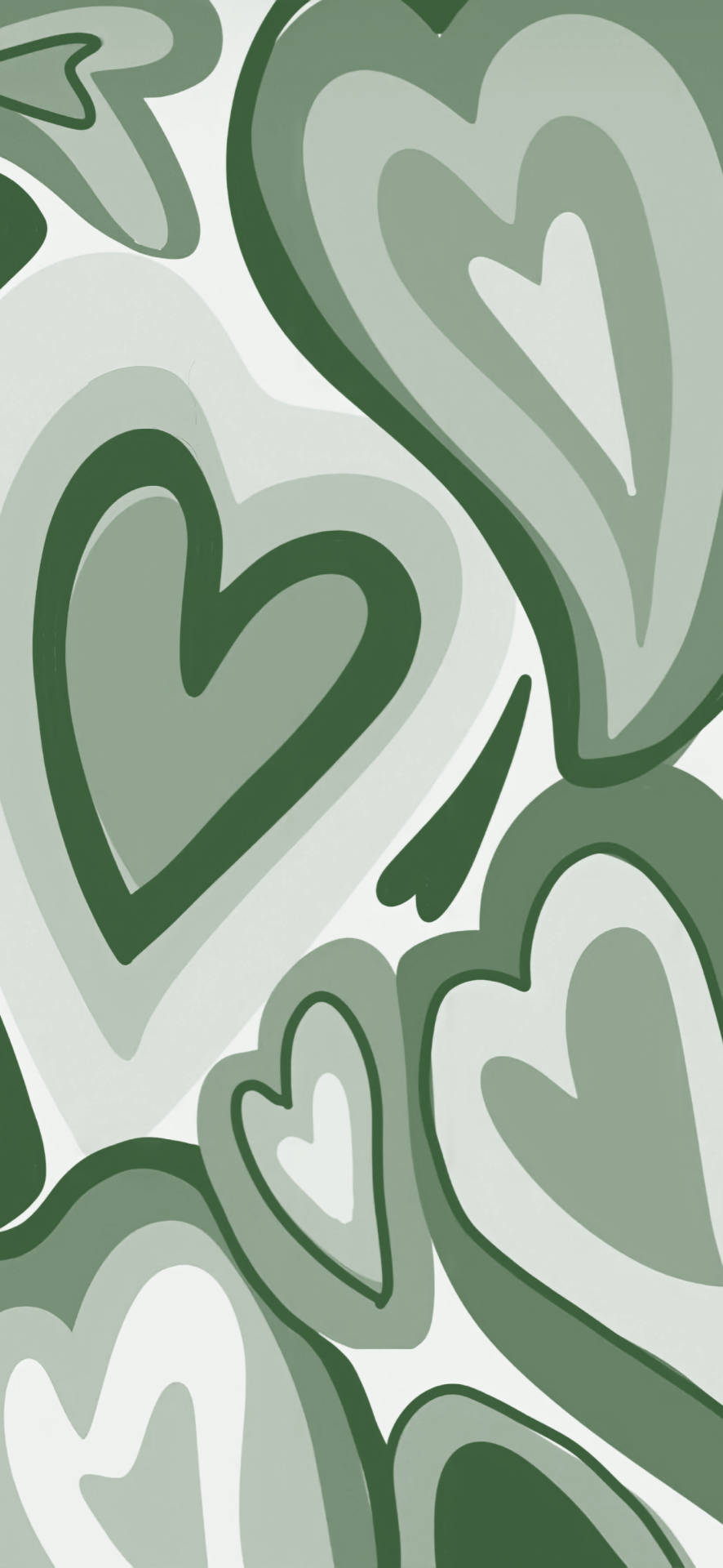 Green Wildflower Heart Pattern Wallpaper