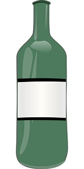 Green Wine Bottle Vector Illustration PNG