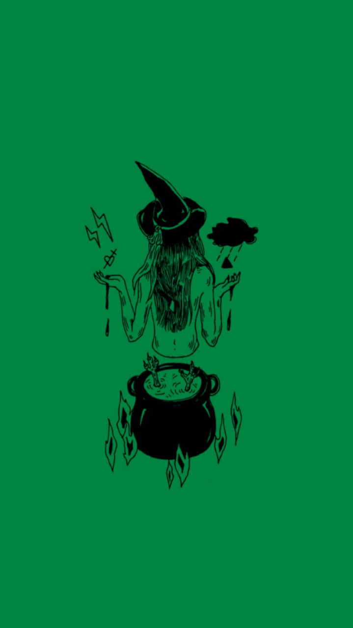 Green Witch Cauldron Magic Wallpaper