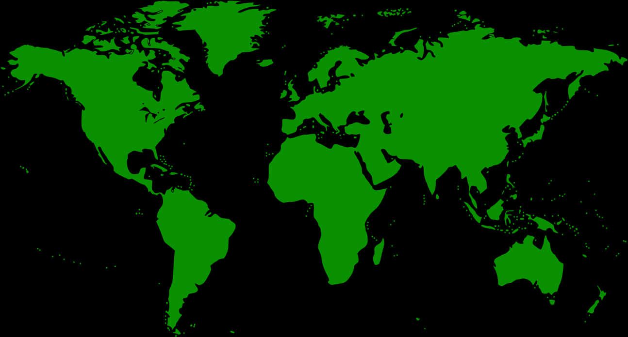 Green World Map Silhouette PNG
