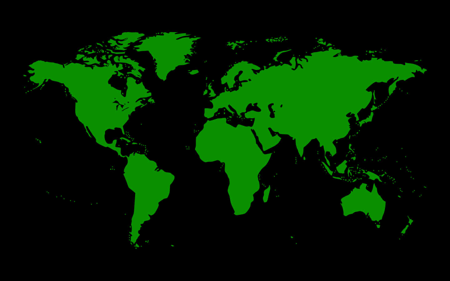 Green World Mapon Black Background PNG
