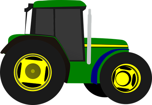 Green Yellow Modern Tractor Illustration PNG