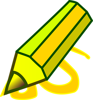Green Yellow Pencil Drawing Illustration PNG