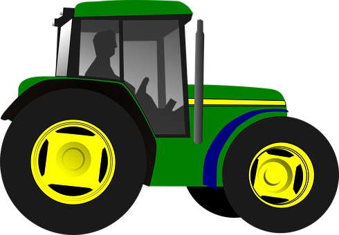 Green Yellow Tractor Illustration PNG