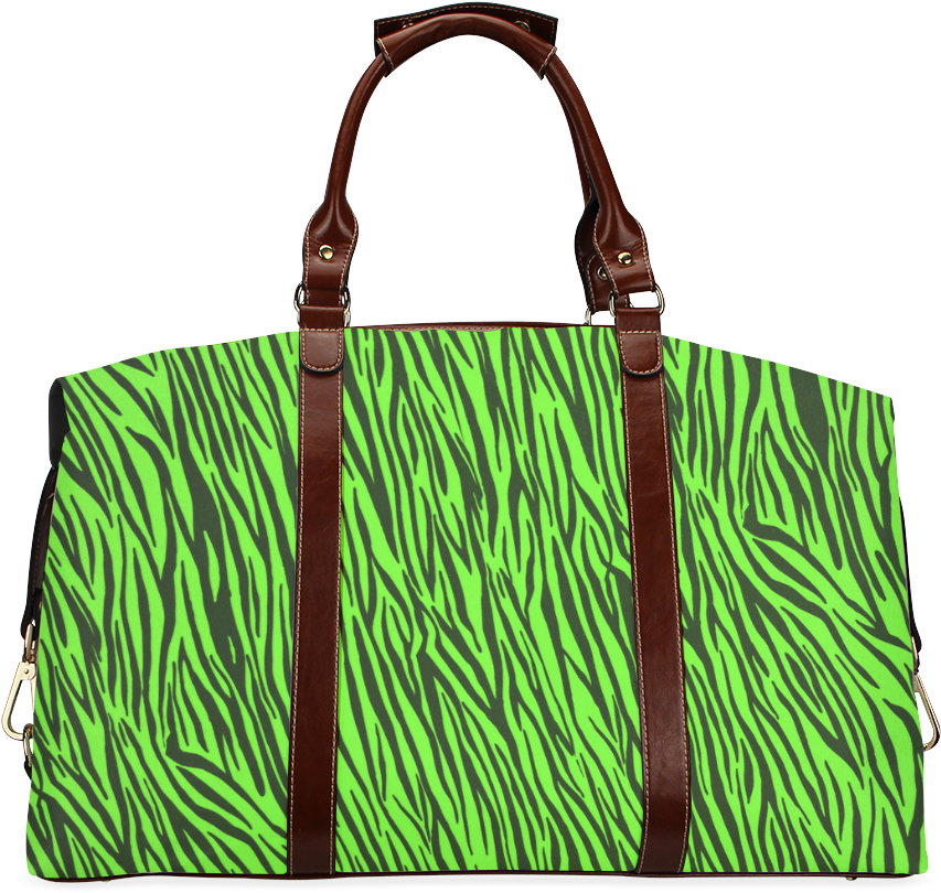 Green Zebra Print Duffel Bag PNG