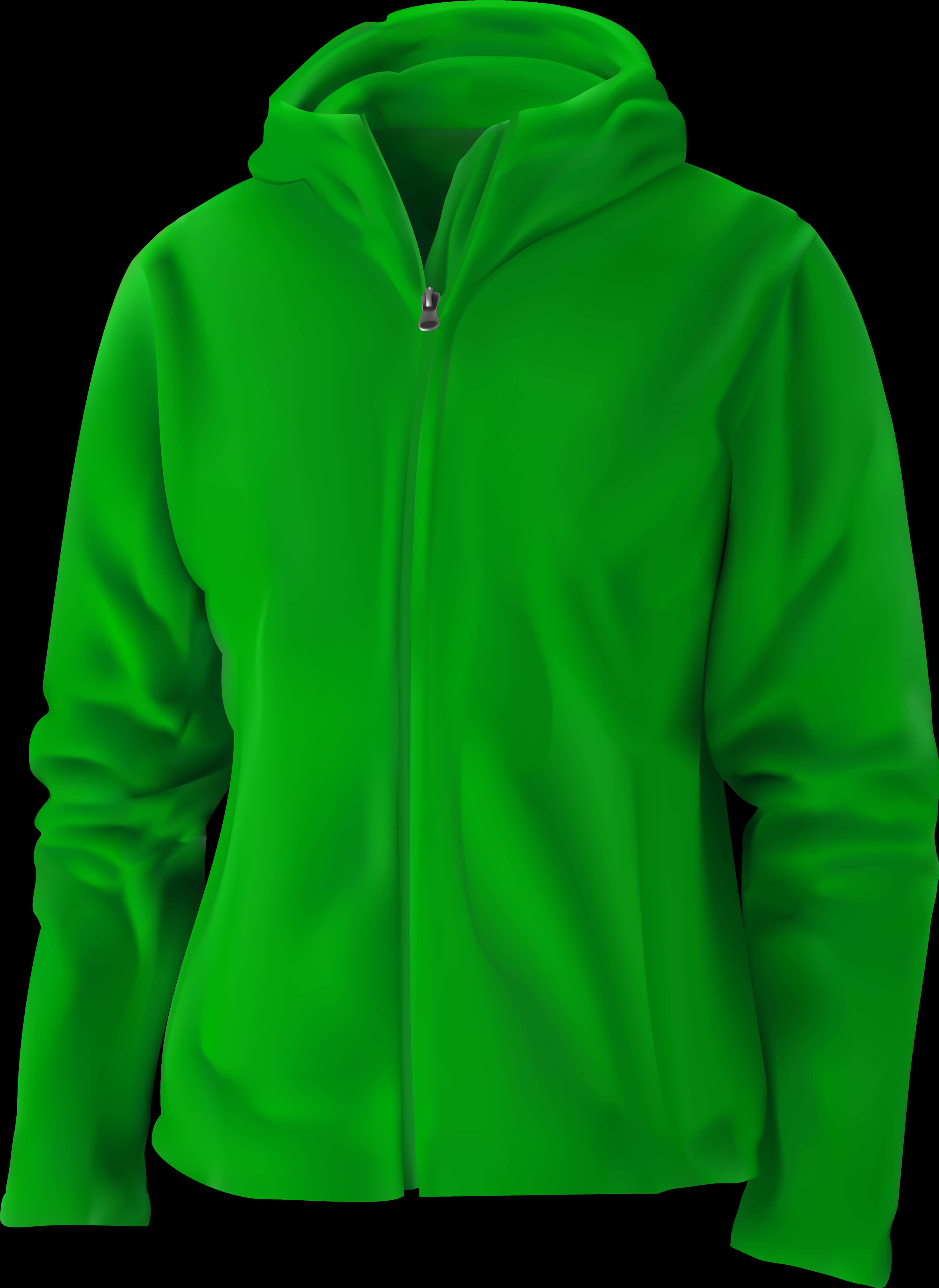 Green Zippered Hoodie Isolated PNG