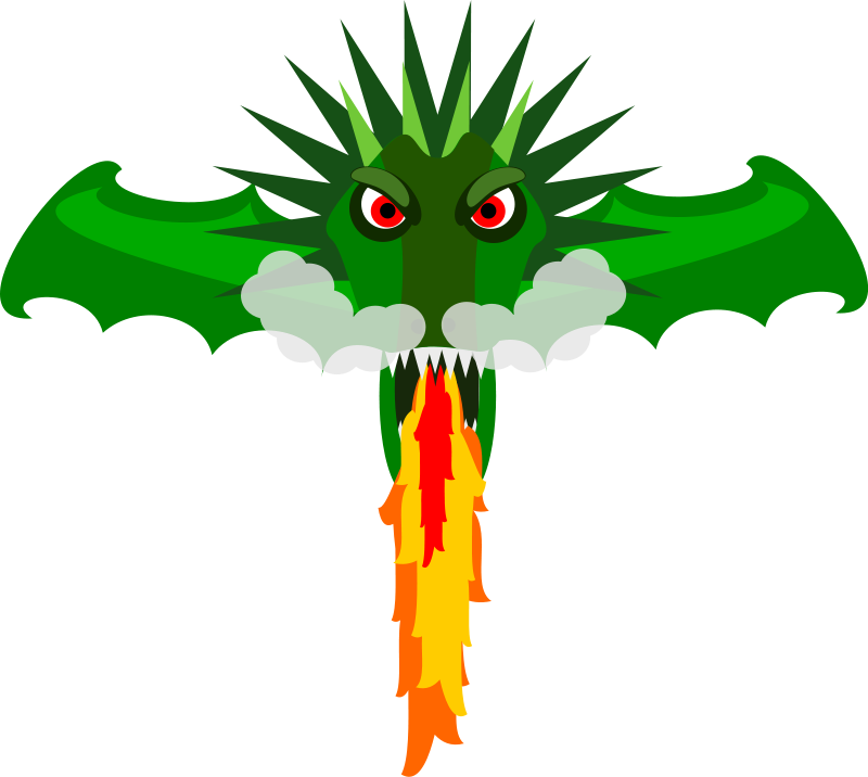 Green_ Dragon_ Breathing_ Fire_ Vector PNG