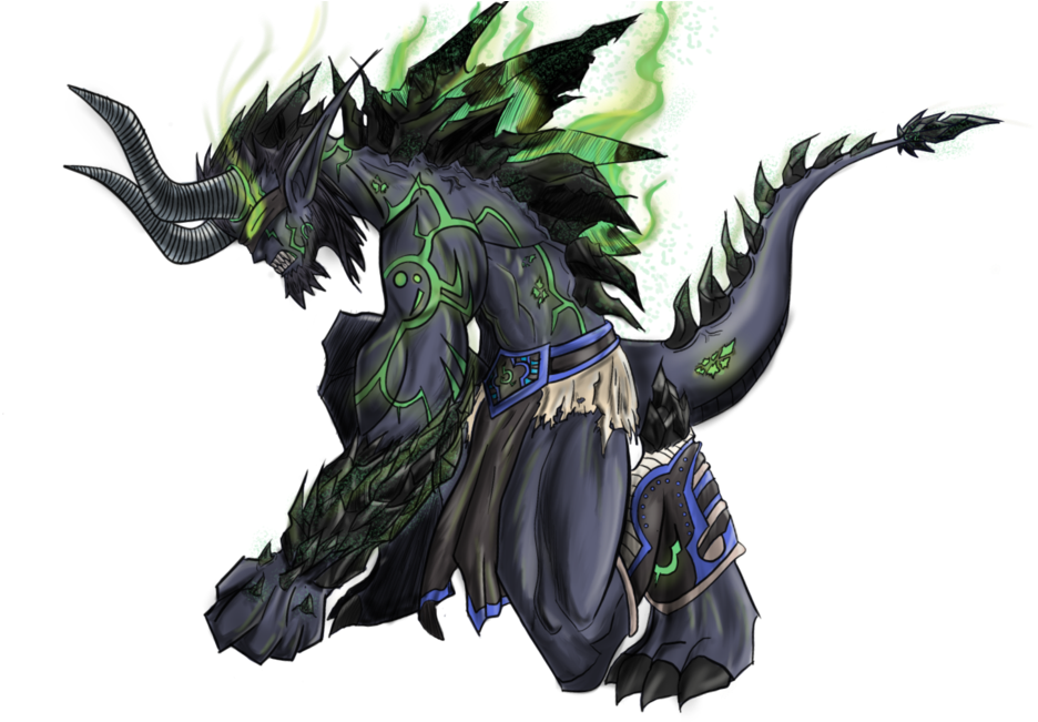 Green_ Flame_ Demon_ Illustration PNG