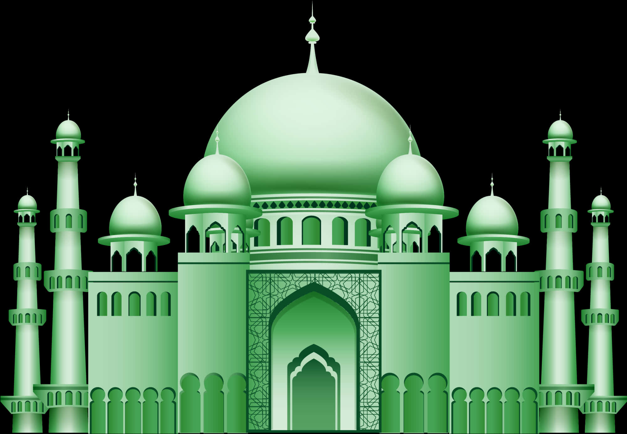 Green_ Islamic_ Mosque_ Vector_ Art PNG