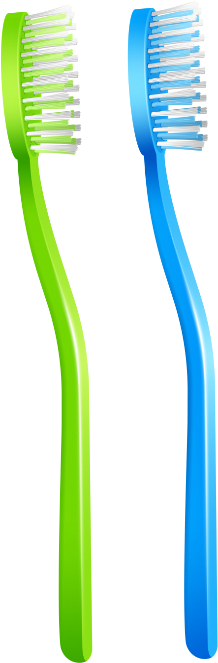 Greenand Blue Toothbrushes PNG