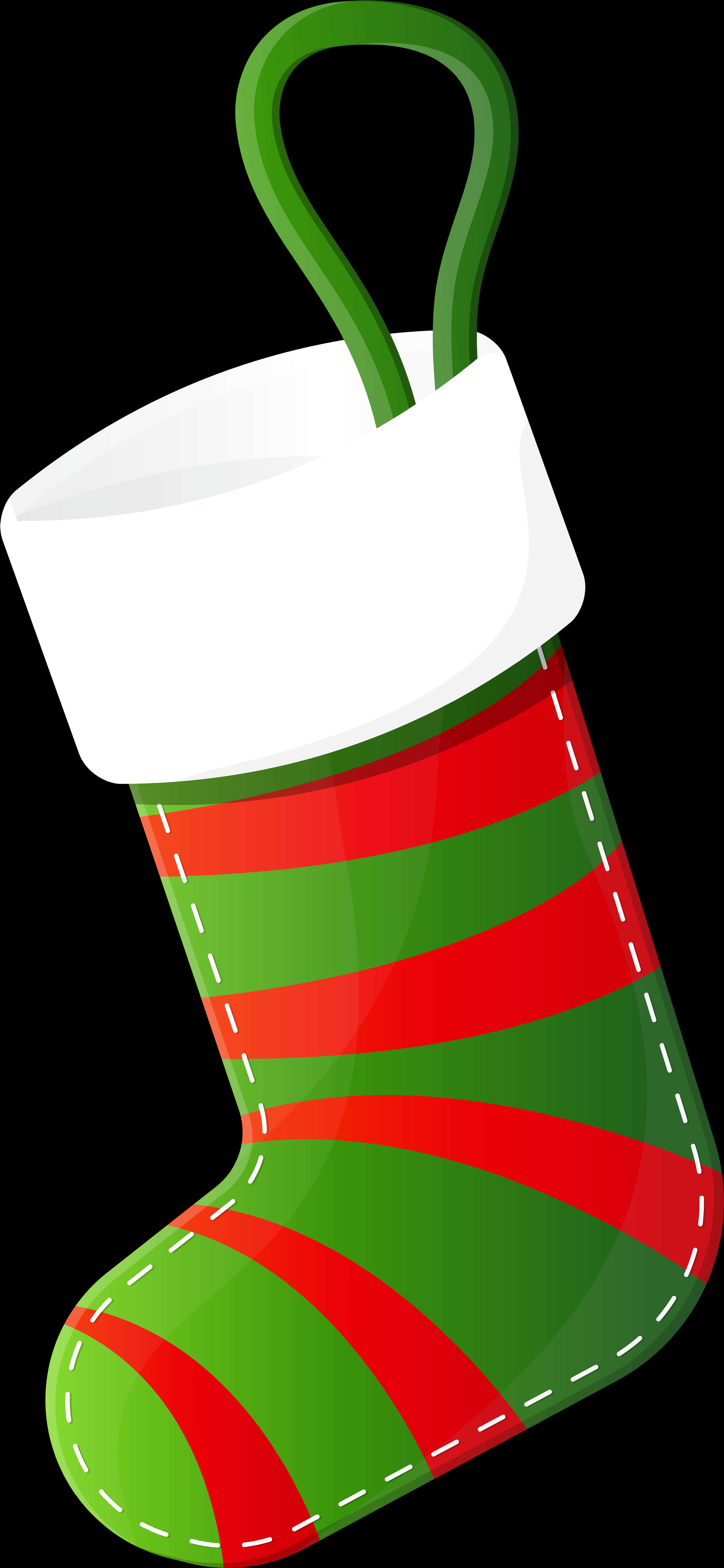 Greenand Red Striped Christmas Stocking PNG