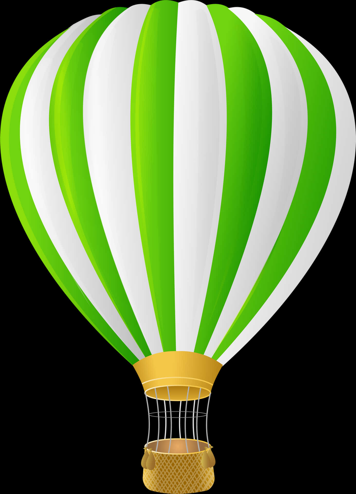 Greenand White Hot Air Balloon PNG
