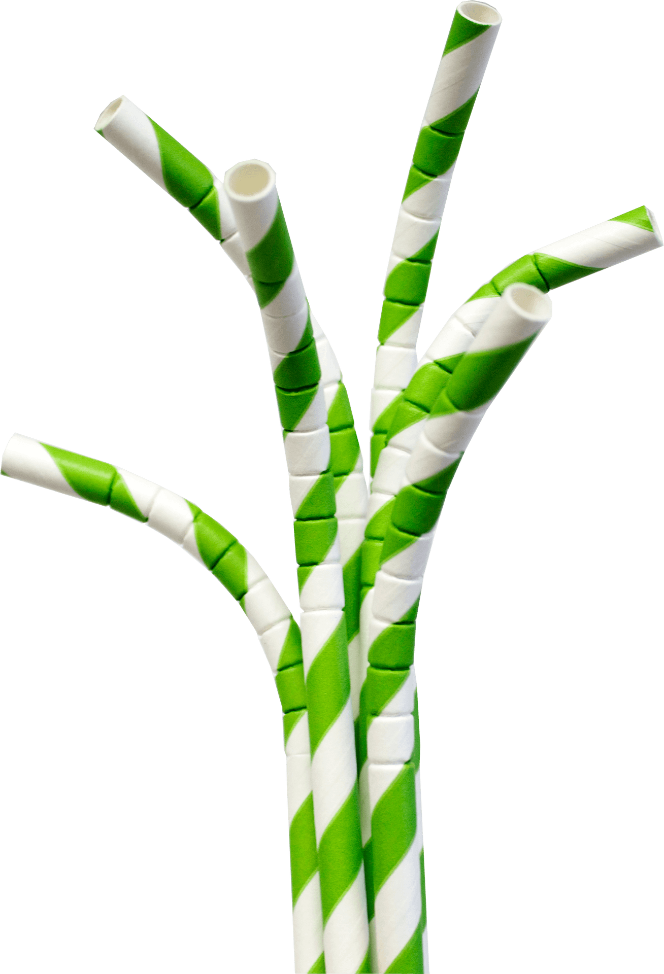Greenand White Paper Straws PNG