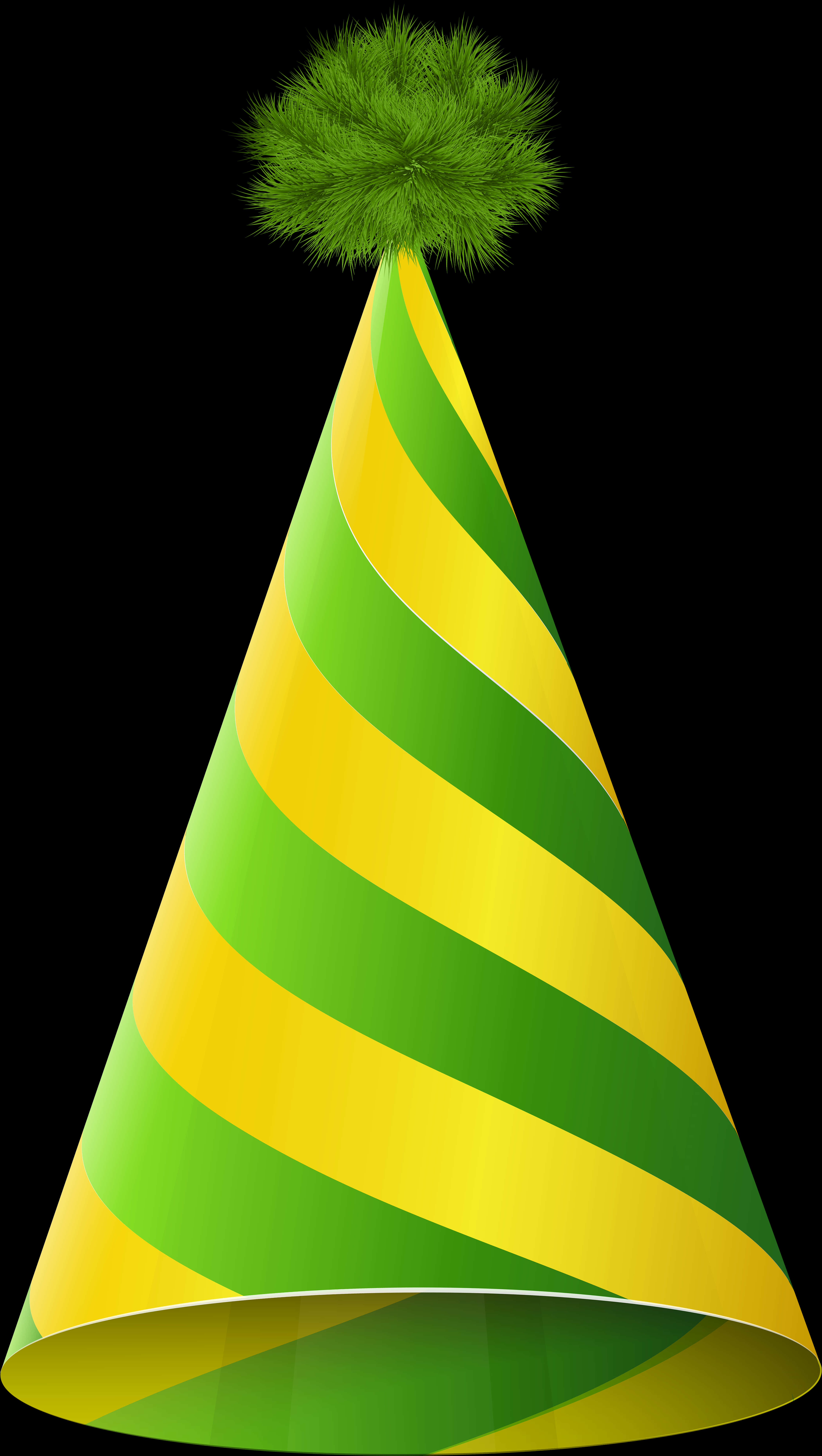 Greenand Yellow Striped Party Hat PNG