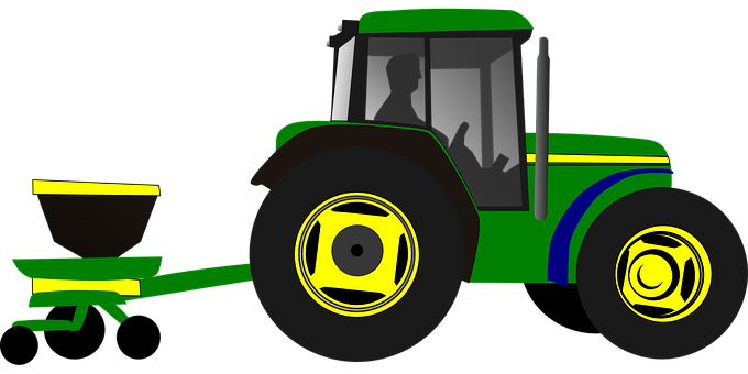 Greenand Yellow Tractor Illustration PNG
