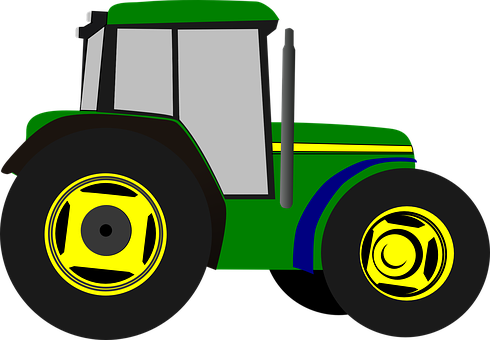 Greenand Yellow Tractor Illustration PNG