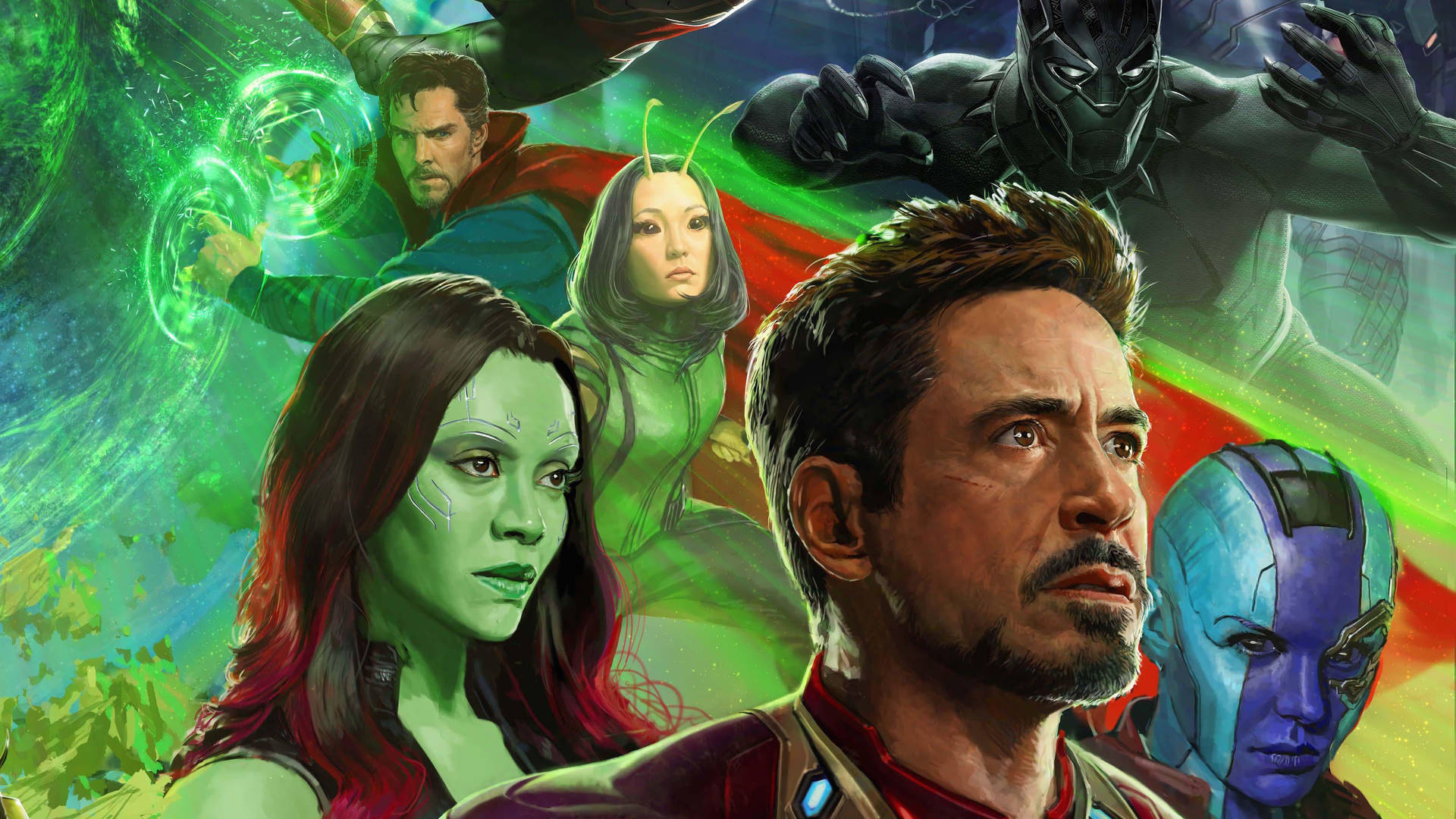 Tapetför Dator Med Gröna Marvel-hjältar Wallpaper