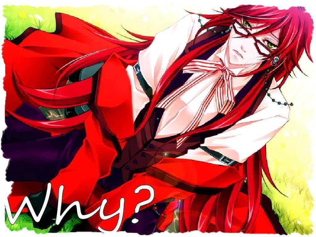 Grell Sutcliff posing with his trademark Death Scythe Wallpaper