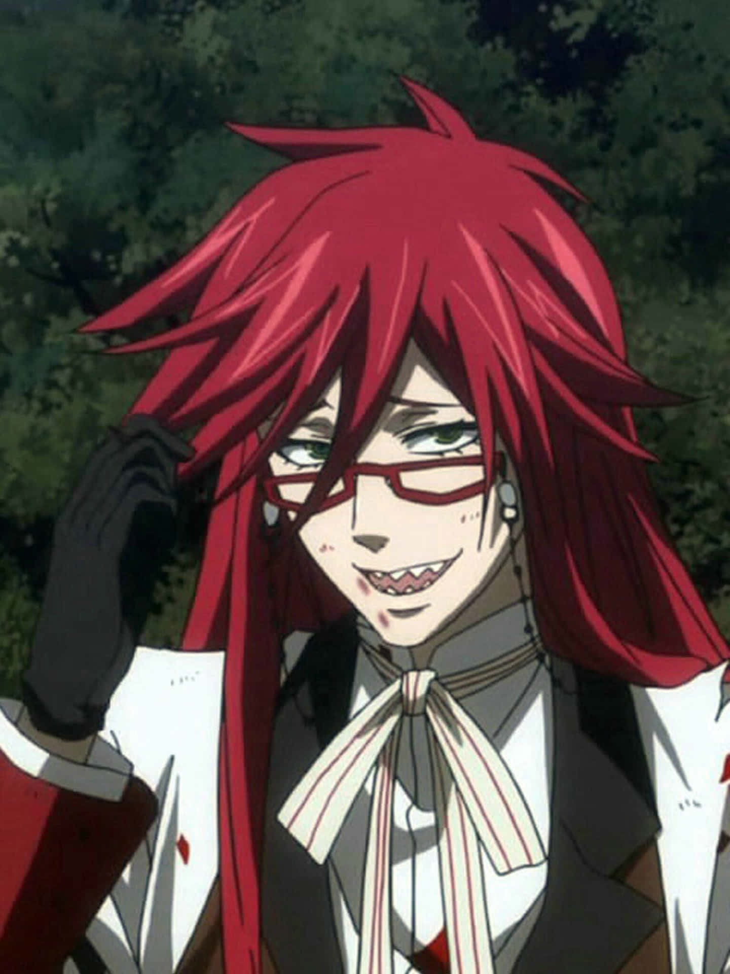 The flamboyant Reaper, Grell Sutcliff on a red background. Wallpaper