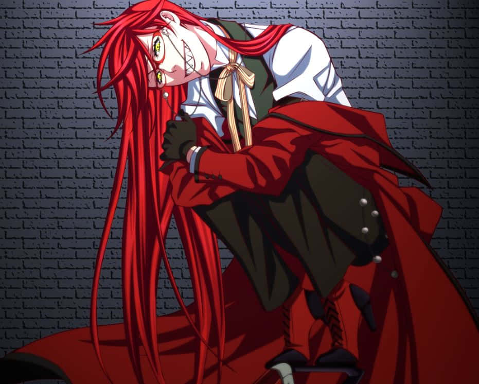 Grell Sutcliff Posing with Chainsaw Wallpaper
