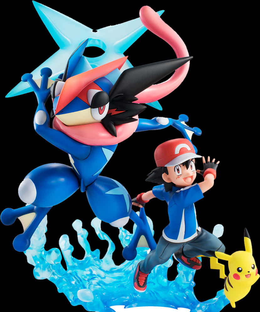 Download Greninja Ash Pikachu Action Figure | Wallpapers.com