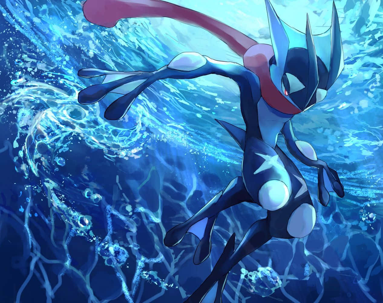 Greninja about to unleash its Hydro Pump attack