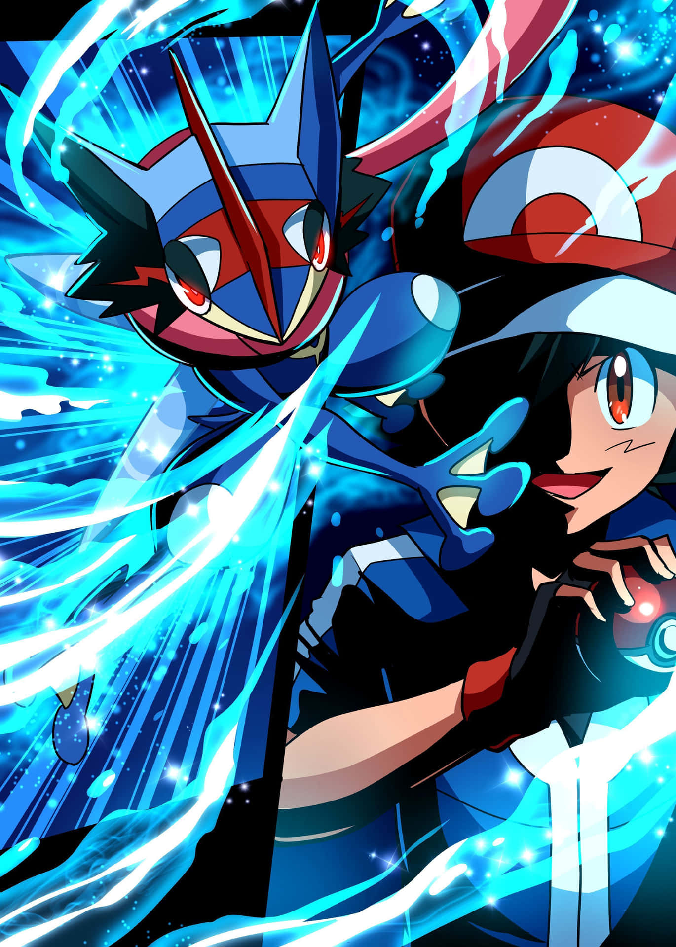 Pokemon Xy - A Pokemon Character With Blue Lights