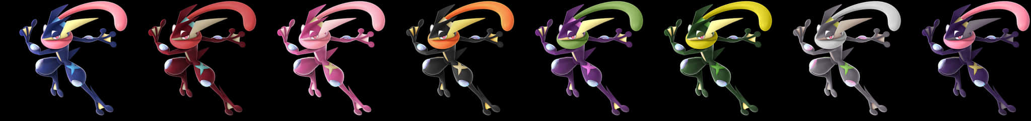 Greninja_ Variants_ Colorful_ Array PNG