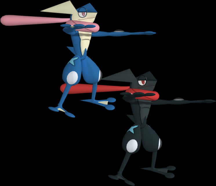 Greninjaand Ash Greninja Pose PNG