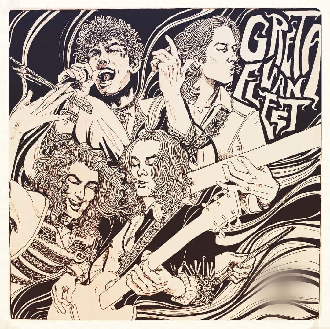 Greta Van Fleet Rock Band Sketched Picture Wallpaper