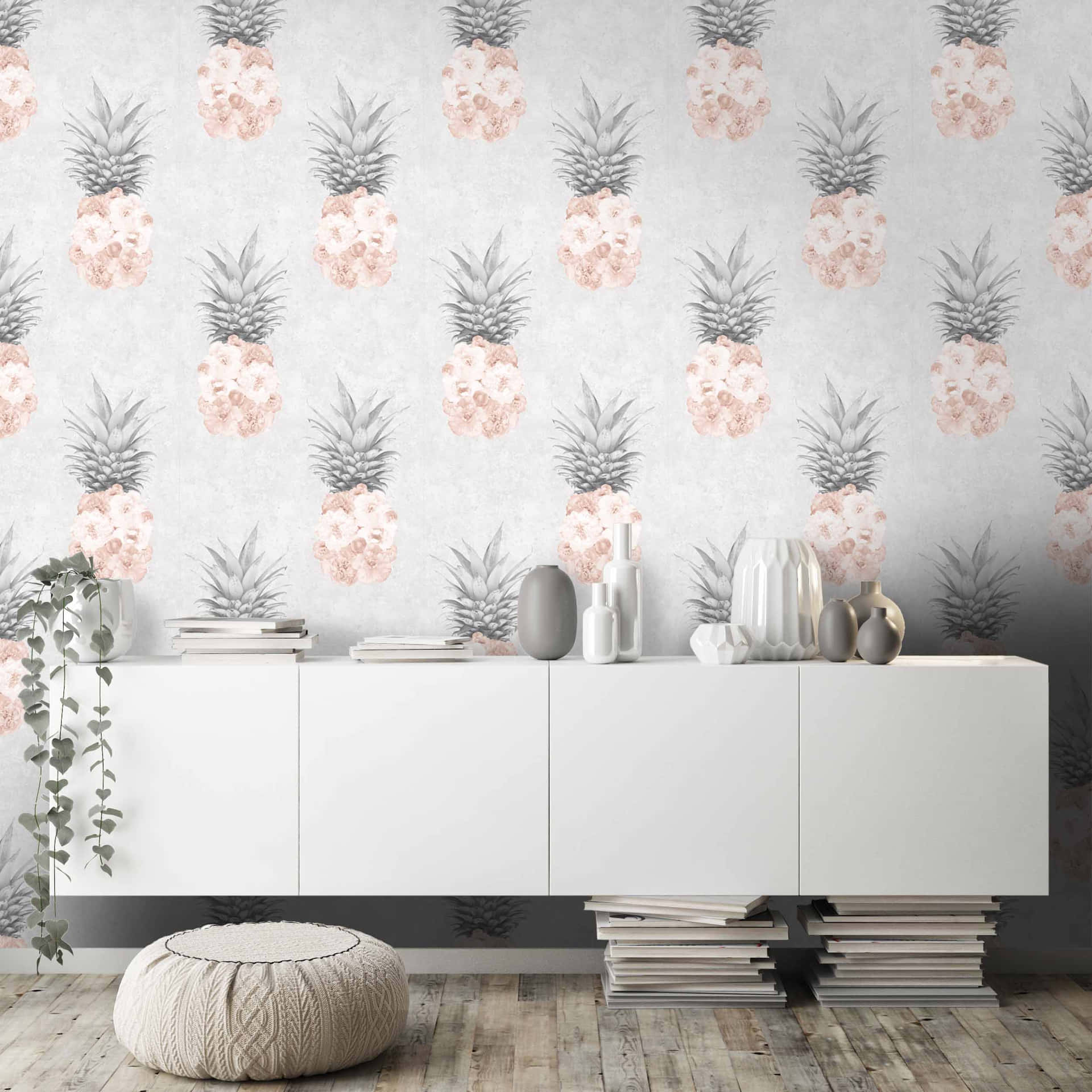 A tranquil blend of grey and pink Wallpaper