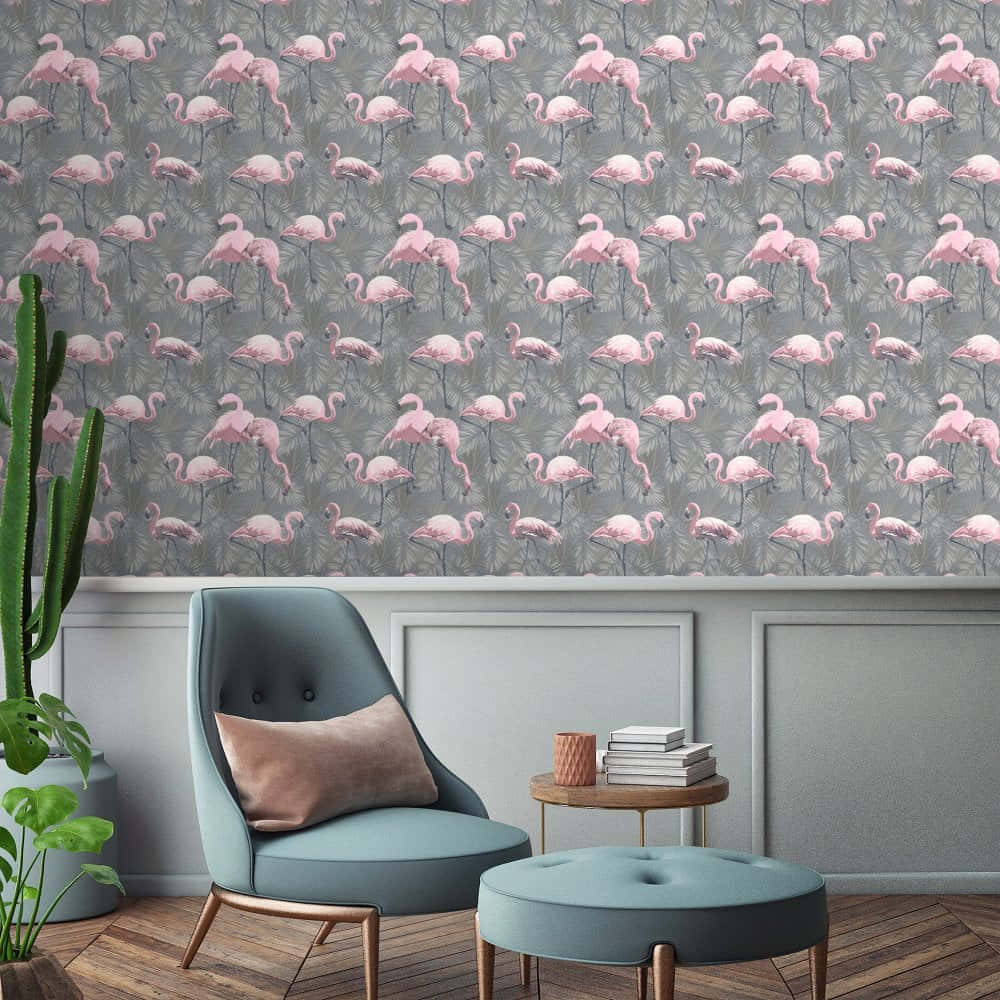 A Pop of Color - Grey and Pink Wallpaper