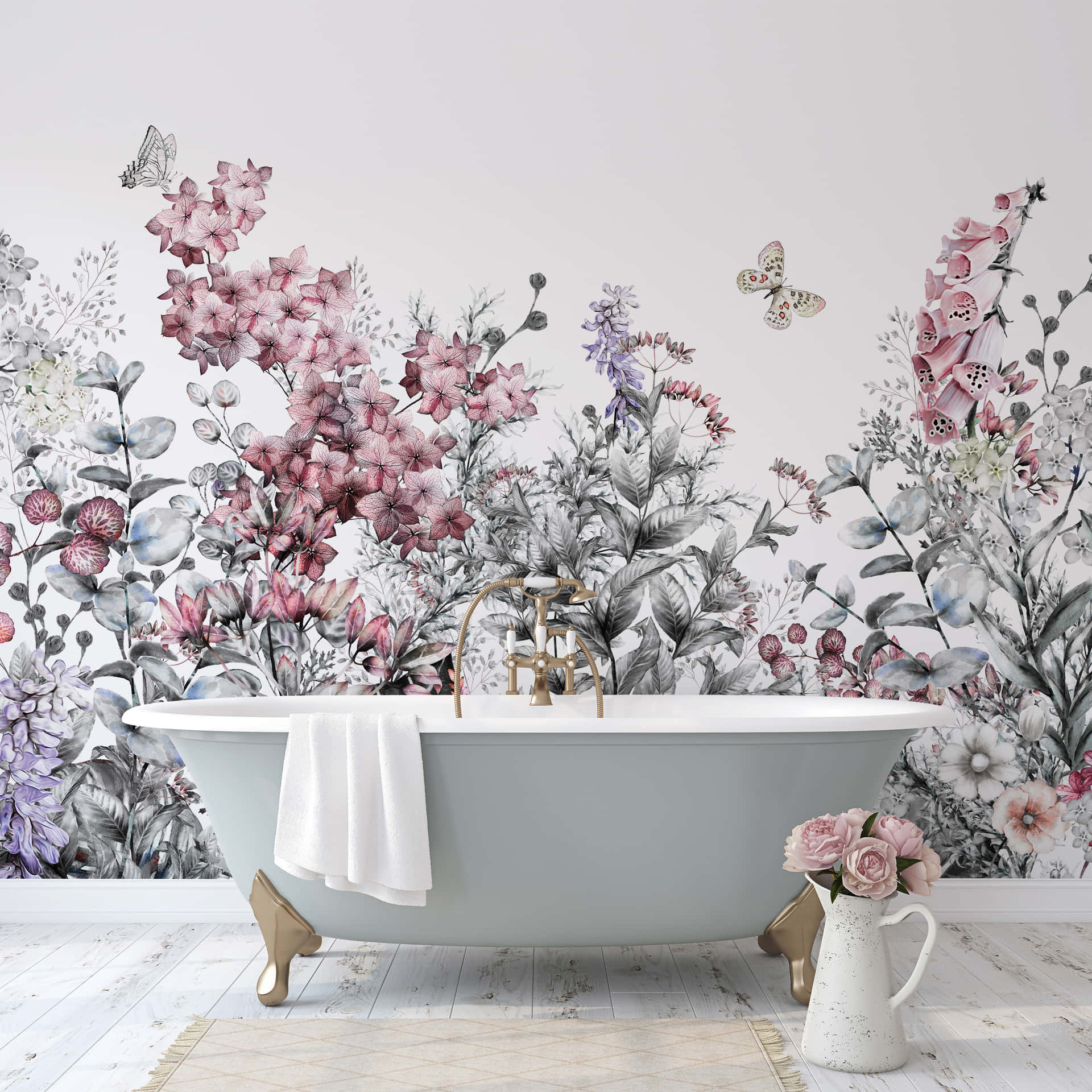Add A Splash Of Pink To Your Grey Living Room Wallpaper