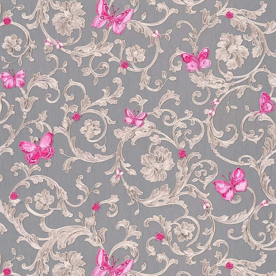 "Beautiful Gray and Pink Floral Arrangement" Wallpaper